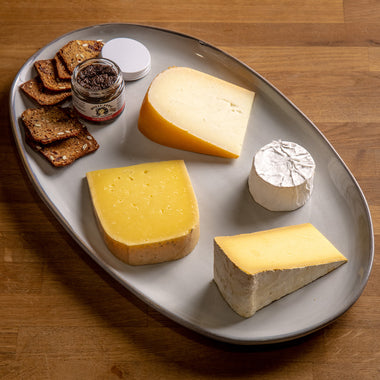 Whey Cool Women collection - three women-made cheeses, crackers, and olive tapenade