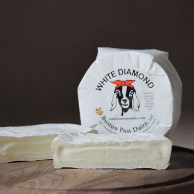 White Diamond goat's milk bloomy rind brie-style cheese Boston Post Dairy