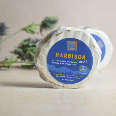 Mini Harbison bark wrapped cow's milk bloomy rind cheese Jasper Hill Farm