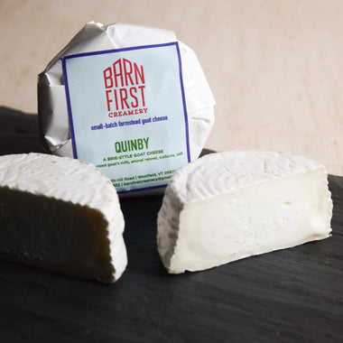 Quinby bloomy rind brie-style goat's milk cheese Barn First Creamery