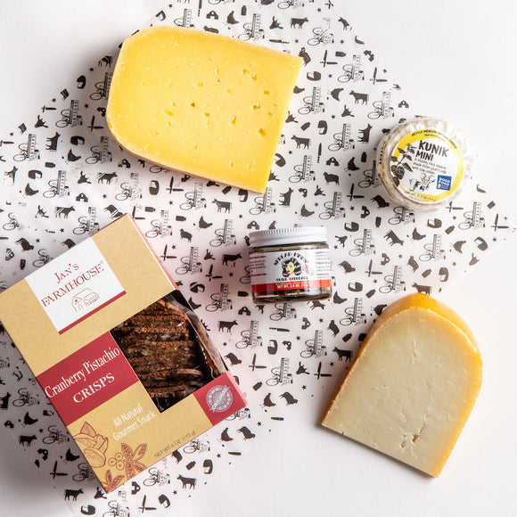 Whey Cool Women collection - three women-made cheeses, crackers, and olive tapenade 